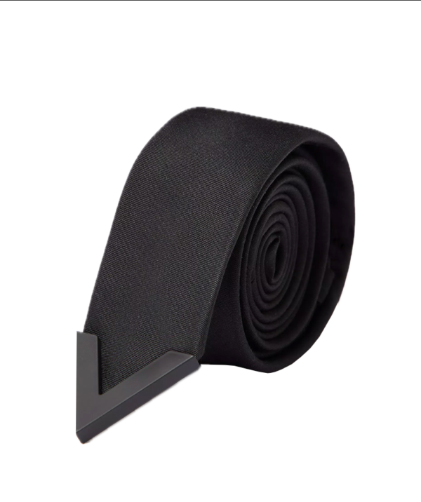 Valentino Garavani Wool and Silk Valentie Tie With Metal V Appliqué