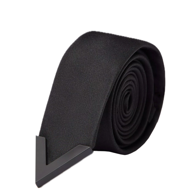 Valentino Garavani Wool and Silk Valentie Tie With Metal V Appliqué
