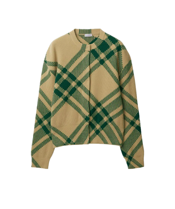 Burberry Check-pattern wool-blend cardigan