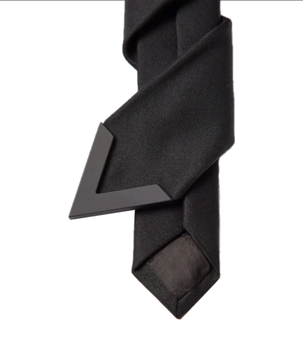 Valentino Garavani Wool and Silk Valentie Tie With Metal V Appliqué - Image 2
