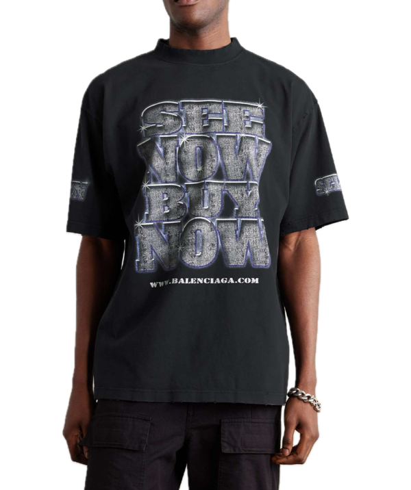 Balenciaga Logo-print Distressed cotton-Jersey T-shirt - Image 2