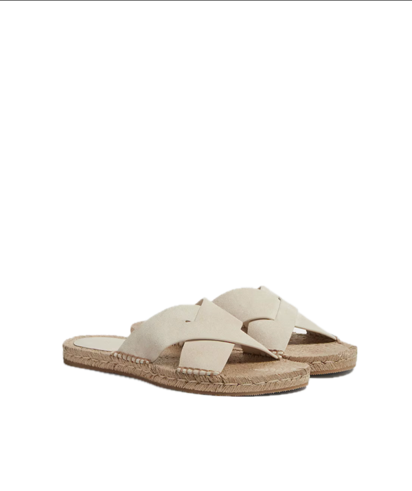 Zegna Off White Suede Espadrille Sandals