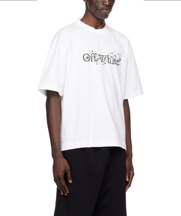 OFF-WHITE White & Black Bookish Flower Skate T-shirt - Image 3