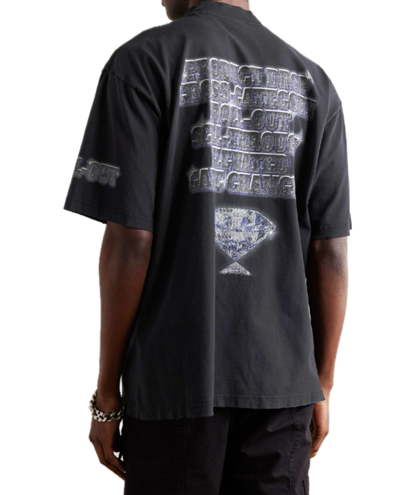 Balenciaga Logo-print Distressed cotton-Jersey T-shirt - Image 3