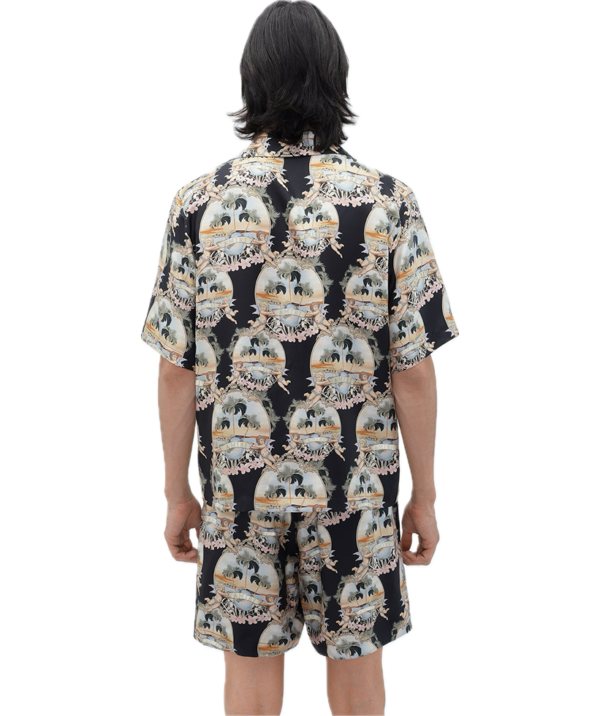 Amiri All Over Palm Bowling Shirt Black - Image 4