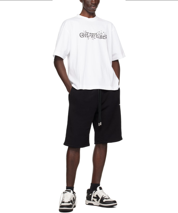 OFF-WHITE White & Black Bookish Flower Skate T-shirt - Image 4
