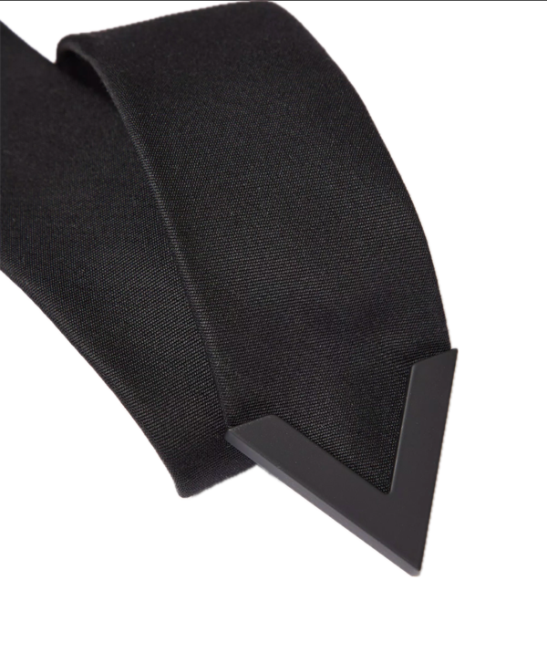 Valentino Garavani Wool and Silk Valentie Tie With Metal V Appliqué - Image 3