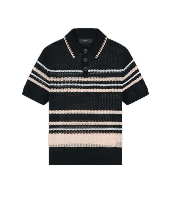 Amiri Striped Polo Black