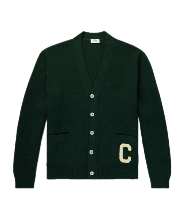 Celine Homme Logo-Appliquéd Wool Cardigan