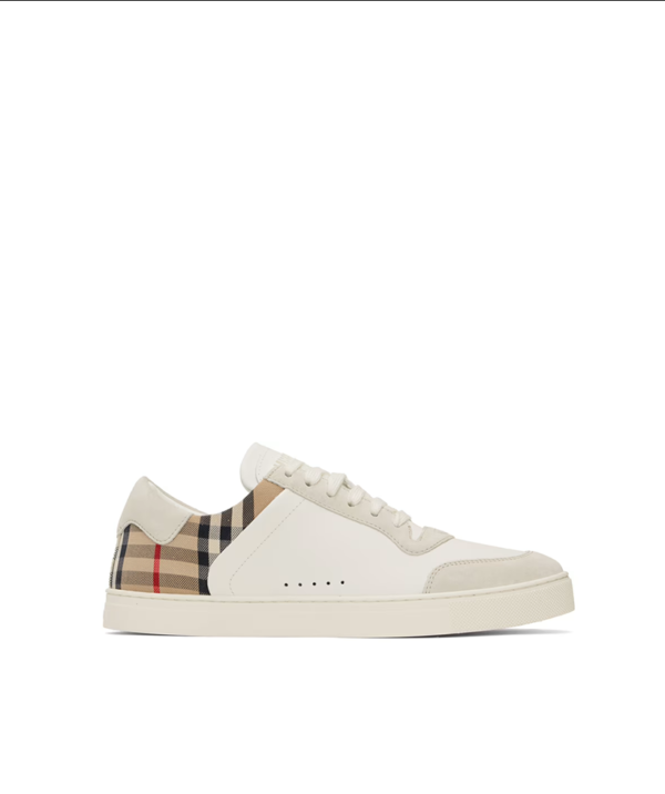 BURBERRY White Check Sneakers