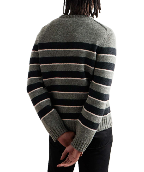 Celine Homme Logo-Embroidered Stripped knitted wool Sweater - Image 3