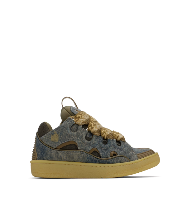 Lanvin Blue & Brown Curb Denim Sneakers