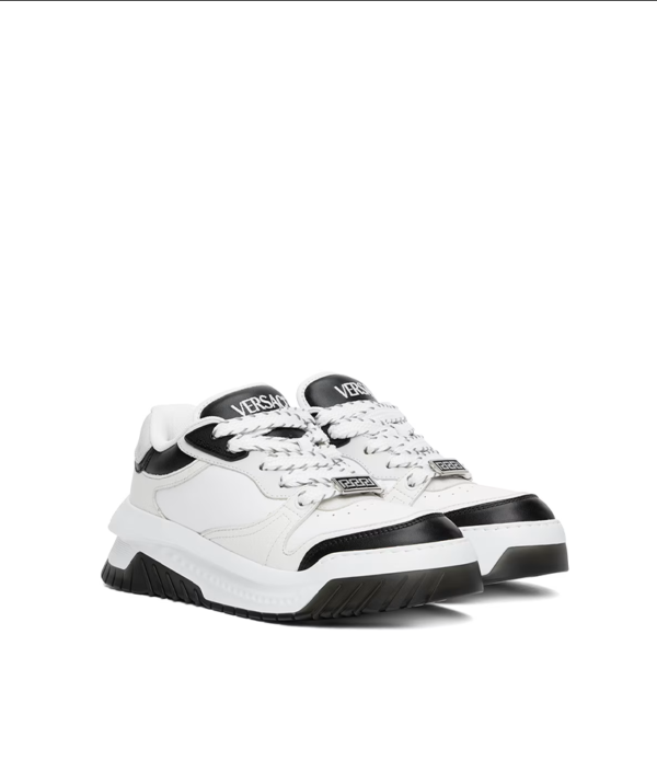 VERSACE White & Black Odissea Sneakers - Image 3
