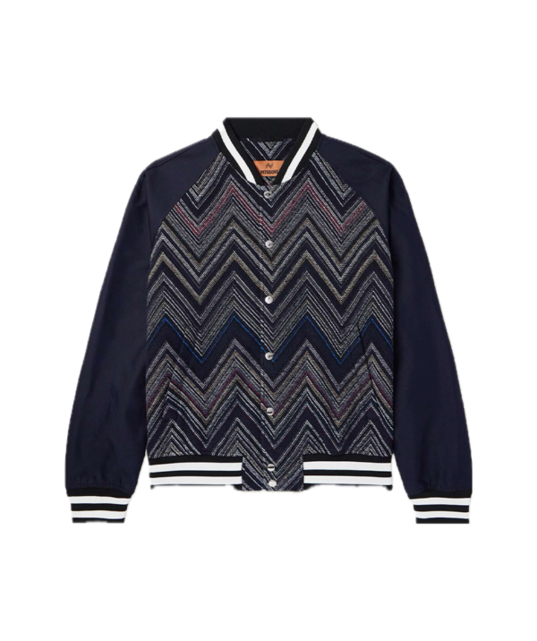 Missoni Striped cotton-blend Bouclé and Drill bomber jacket