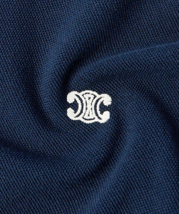 Celine Homme Logo-Embroidered cotton-piqué polo shirt - Image 3