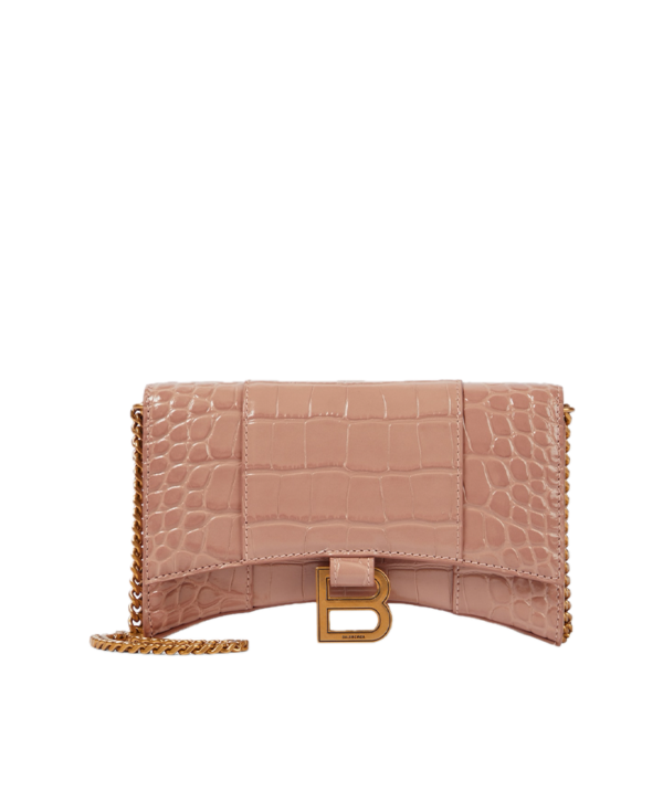 Balenciaga Hourglass leather Wallet on Chain