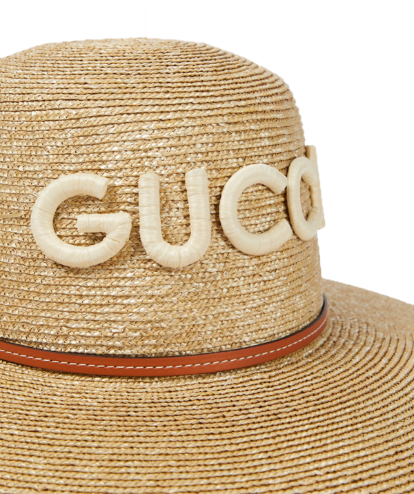 Gucci Logo leather-trimmed straw sunhat - Image 3