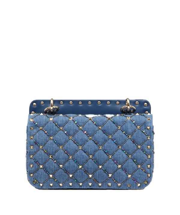 Valentino Garavani Small Rockstud Spike Denim Crossbody Bag - Image 2