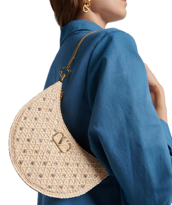 Valentino Garavani VLogo Signature raffia-effect shoulder bag - Image 4
