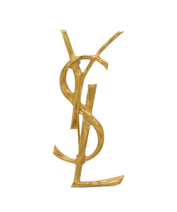 Saint Laurent Cassandre textured brooch