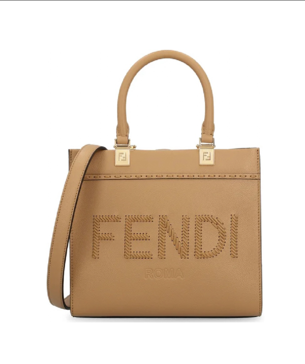 Fendi Sunshine Lace-Up Logo Small Top Handle Bag