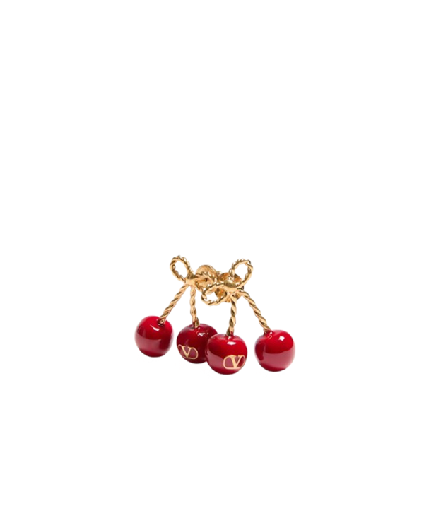 Chez Valentino Cherryfic Metal And Enamel Earrings - Image 3