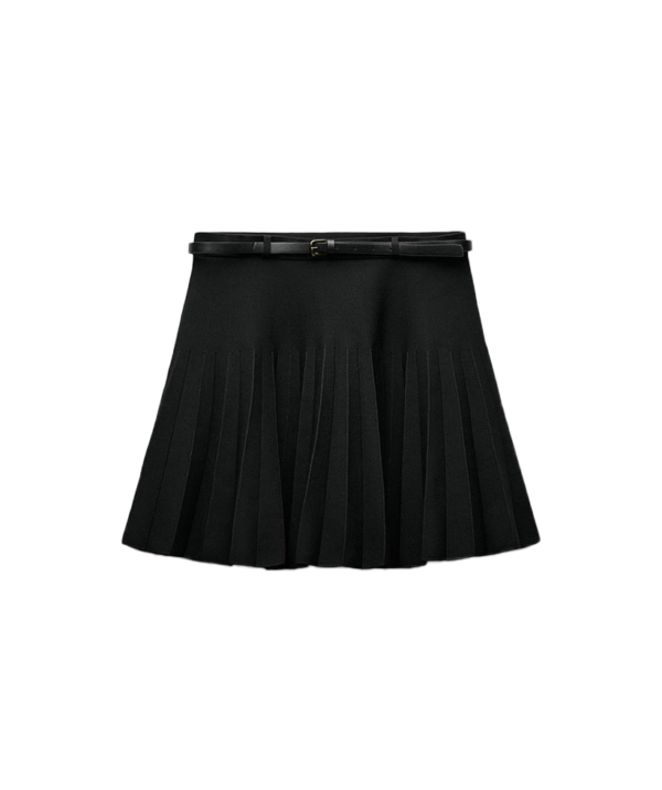Zara Belted Box Pleat Mini Skirt