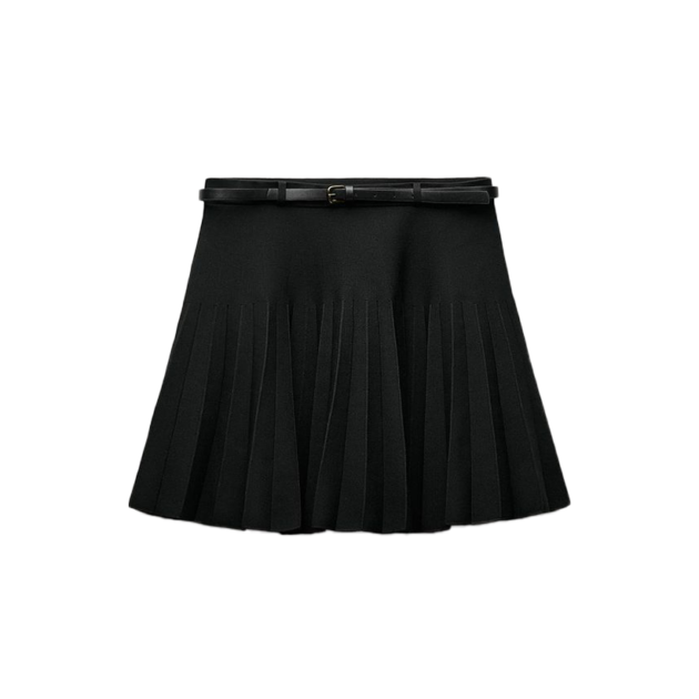 Zara Belted Box Pleat Mini Skirt