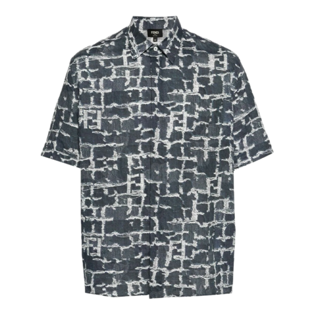 FENDI frayed-print linen shirt