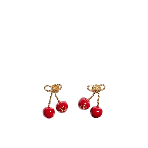 Chez Valentino Cherryfic Metal And Enamel Earrings