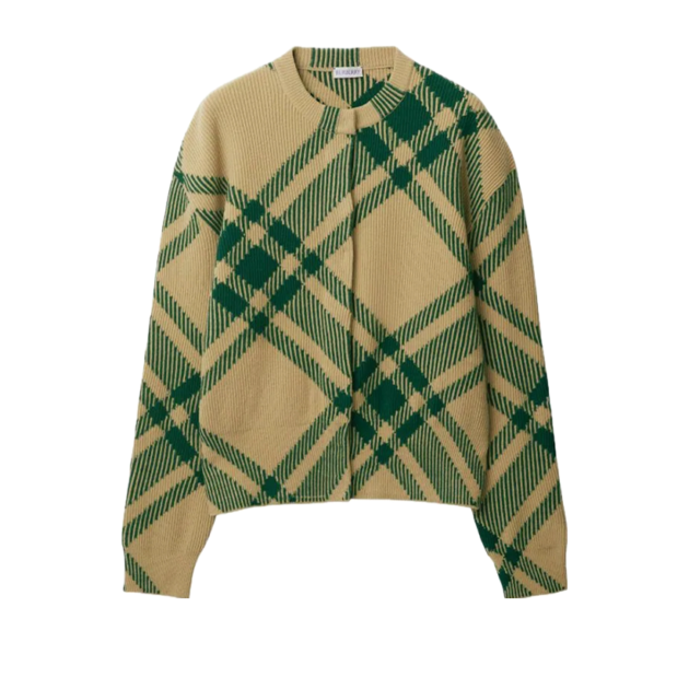 Burberry Check-pattern wool-blend cardigan