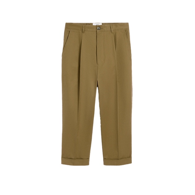 Green Cotton Carrot Oversized Trousers