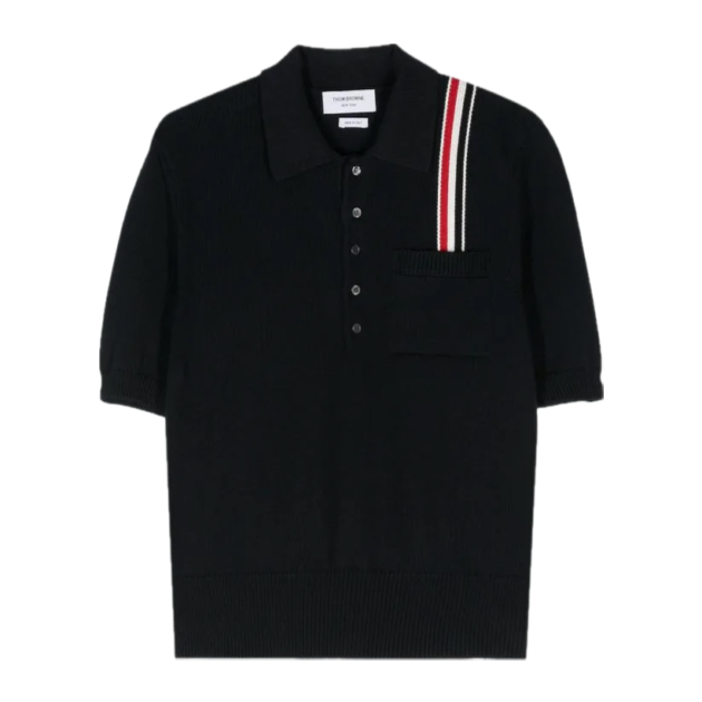 Thom Browne RWB-stripe knitted polo shirt