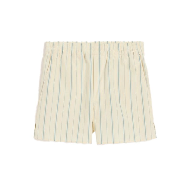Beige Cotton Striped Short