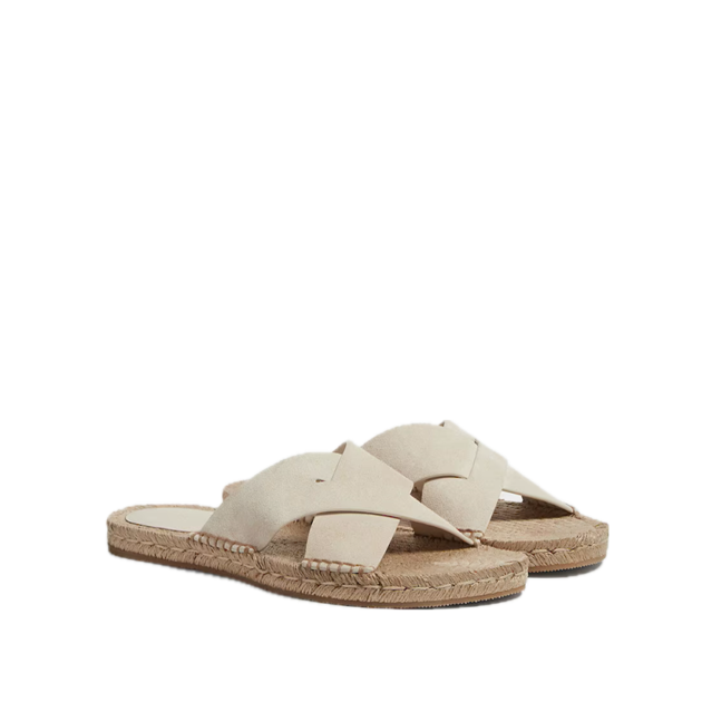Zegna Off White Suede Espadrille Sandals