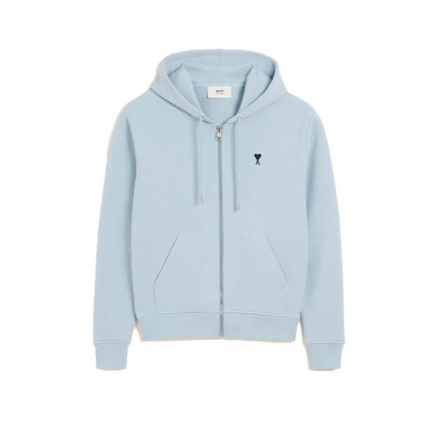Blue Cotton Zipped Ami De Coeur Hoodie