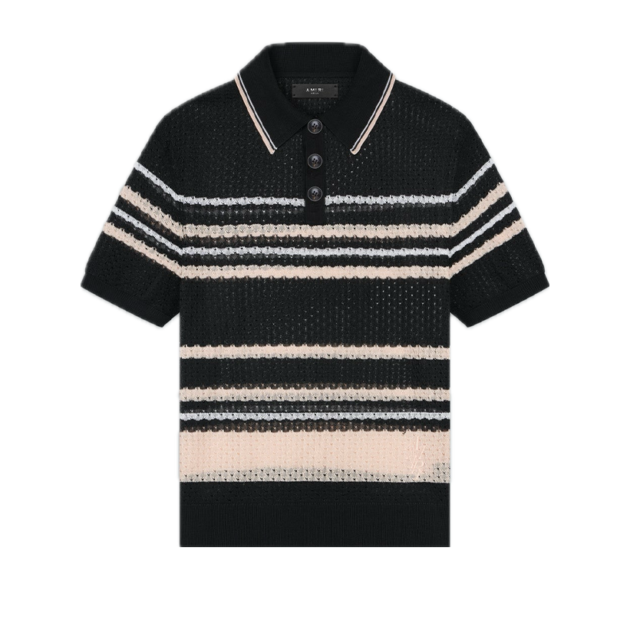 Amiri Striped Polo Black