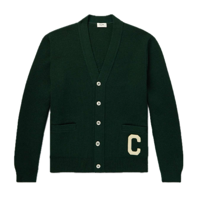 Celine Homme Logo-Appliquéd Wool Cardigan