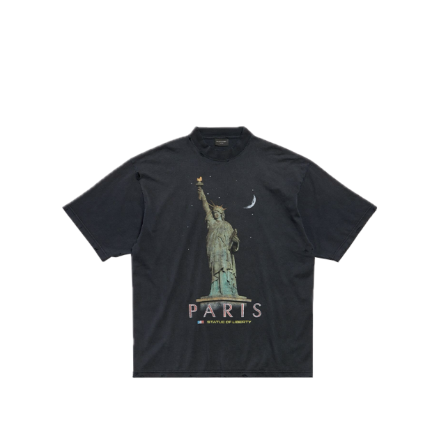 Balenciaga Paris Liberty T-Shirt Medium Fit in black vintage jersey