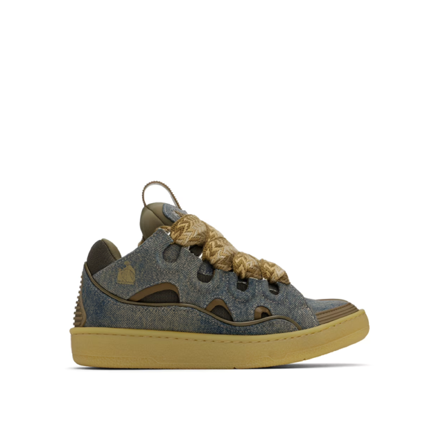 Lanvin Blue & Brown Curb Denim Sneakers