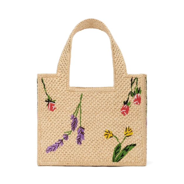 Small LOEWE Font tote in raffia