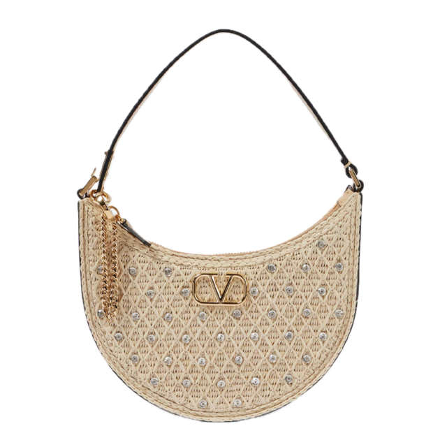 Valentino Garavani VLogo Signature raffia-effect shoulder bag