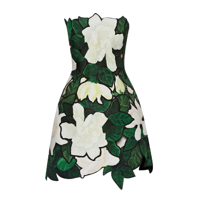 Oscar de la Renta Gardenia faille embroidered minidress