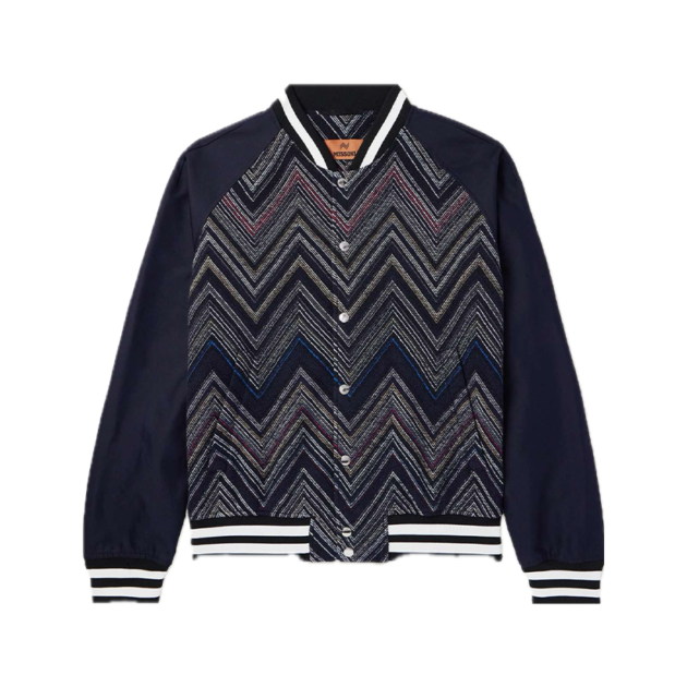 Missoni Striped cotton-blend Bouclé and Drill bomber jacket