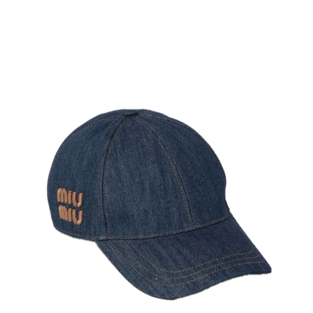 MIU MIU Logo-embroidered denim baseball cap