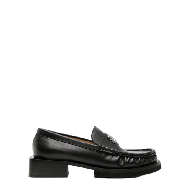 Ganni Butterfly-plaque faux-leather loafers