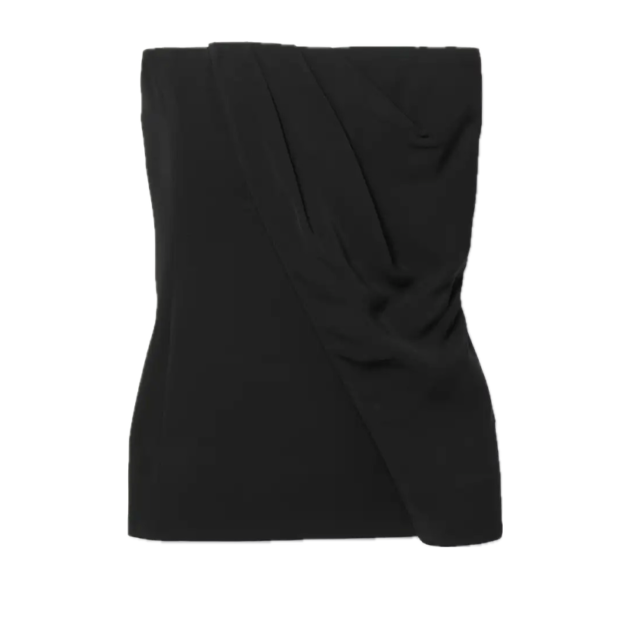 Anine Bing Halle strapless pleated crepe bustier top