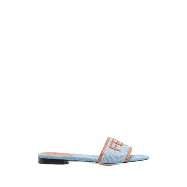 Fendi Signature embroidered-logo slides