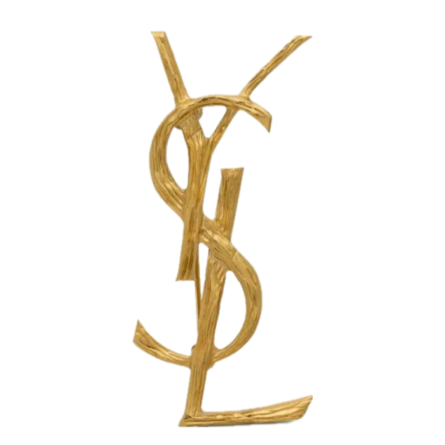 Saint Laurent Cassandre textured brooch