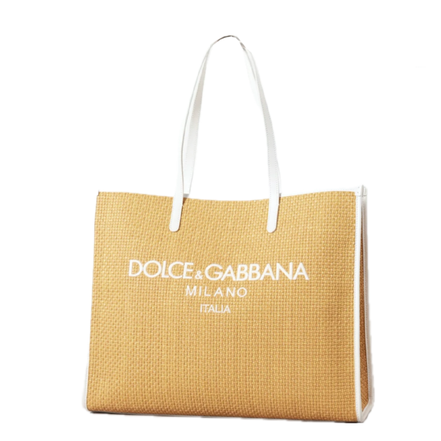 Dolce & Gabbana Logo-embroidered faux-raffia tote bag